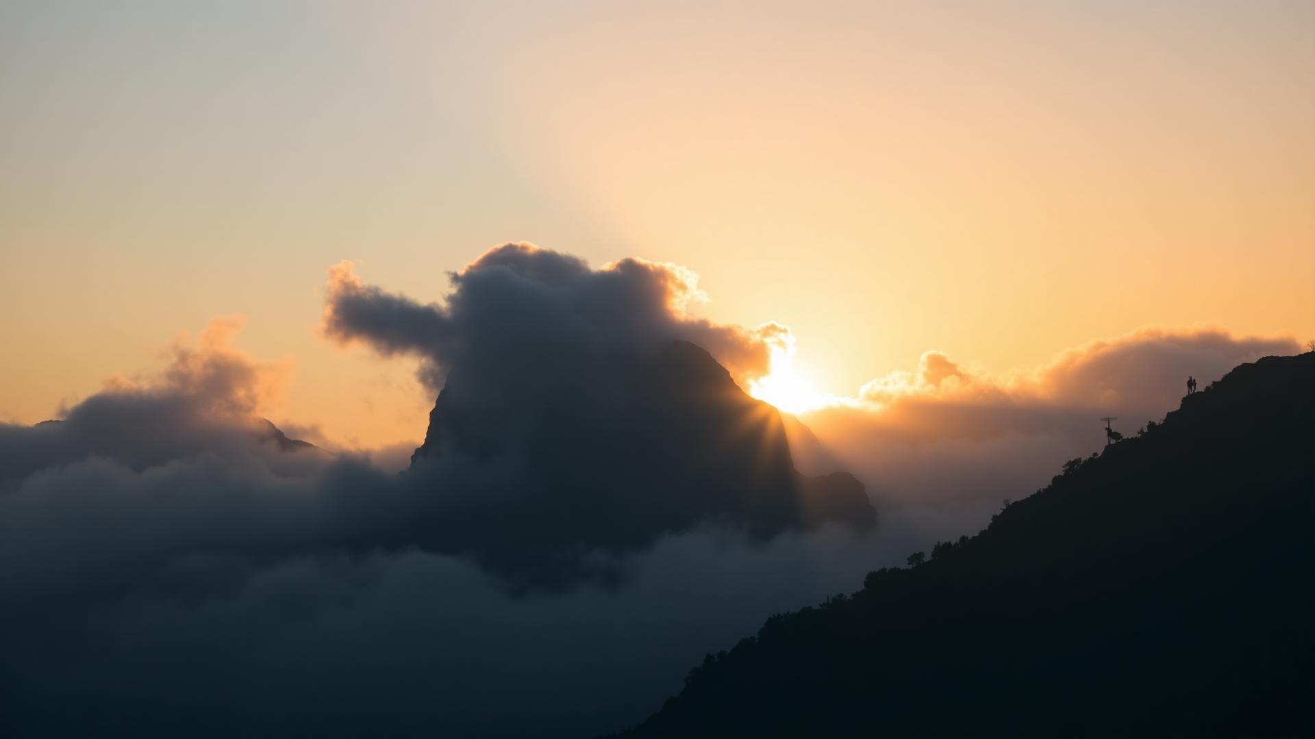 Sunrise over mountain peaks